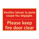 Veuillez laisser la porte coupe-feu /.../ - Please keep fire door clear