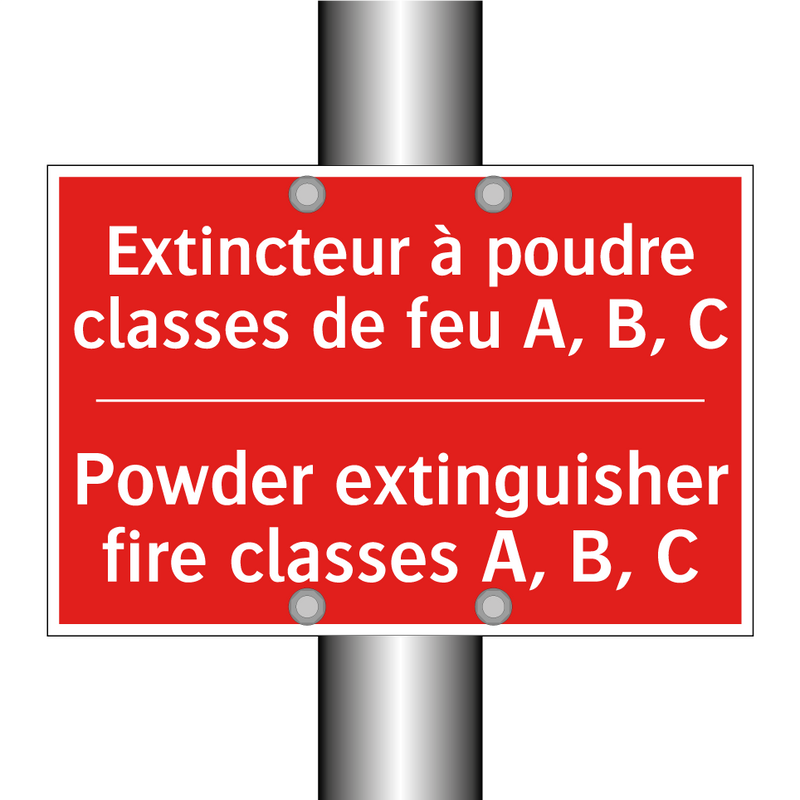 Extincteur à poudre classes de /.../ - Powder extinguisher fire classes /.../