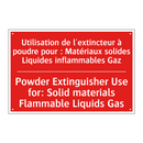 Utilisation de l'extincteur à /.../ - Powder Extinguisher Use for: Solid /.../