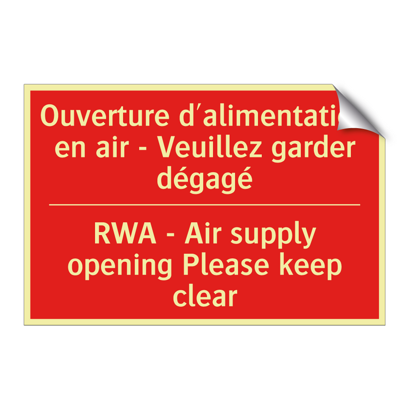 Ouverture d'alimentation en air /.../ - RWA - Air supply opening Please /.../