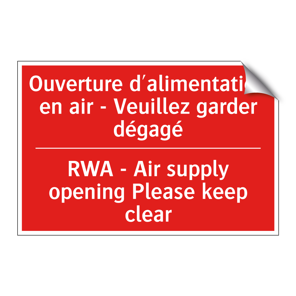 Ouverture d'alimentation en air /.../ - RWA - Air supply opening Please /.../