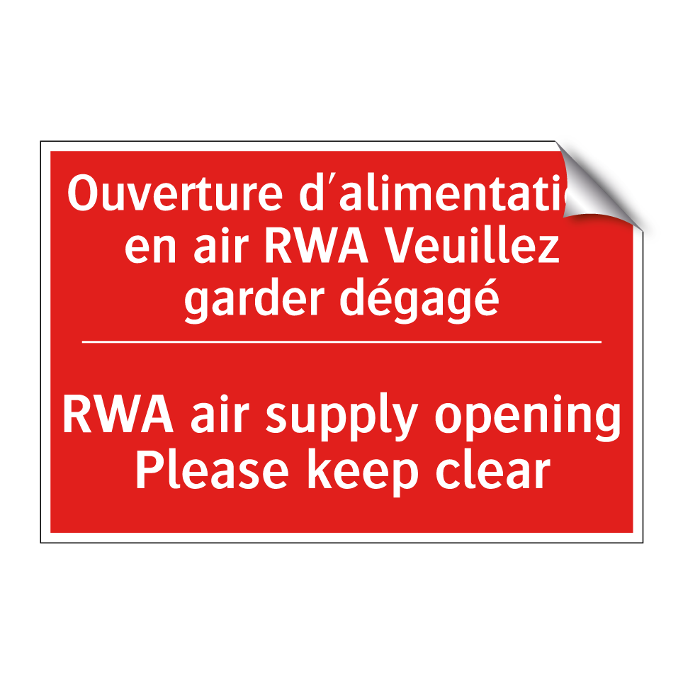 Ouverture d'alimentation en air /.../ - RWA air supply opening Please /.../
