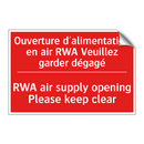 Ouverture d'alimentation en air /.../ - RWA air supply opening Please /.../