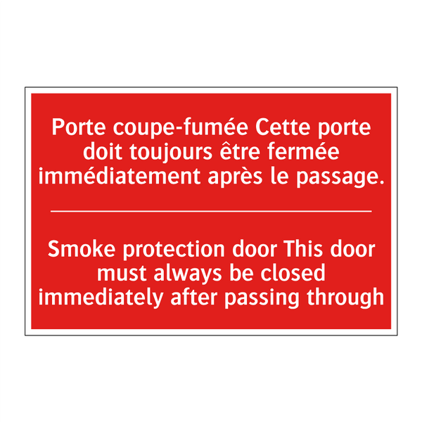Porte coupe-fumée Cette porte /.../ - Smoke protection door This door /.../