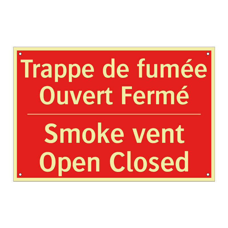 Trappe de fumée Ouvert Fermé - Smoke vent Open Closed
