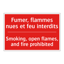 Fumer, flammes nues et feu interdits /.../ - Smoking, open flames, and fire /.../