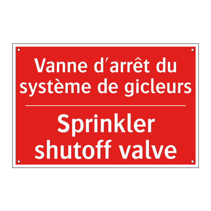 Vanne d'arrêt du système de gicleurs /.../ - Sprinkler shutoff valve