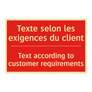 Texte selon les exigences du client /.../ - Text according to customer requirements /.../