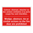 Coincer, obstruer, attacher ou /.../ - Wedge, obstruct, tie or similar /.../