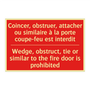 Coincer, obstruer, attacher ou /.../ - Wedge, obstruct, tie or similar /.../