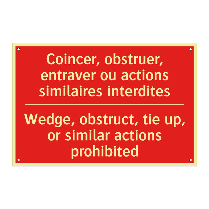 Coincer, obstruer, entraver ou /.../ - Wedge, obstruct, tie up, or similar /.../