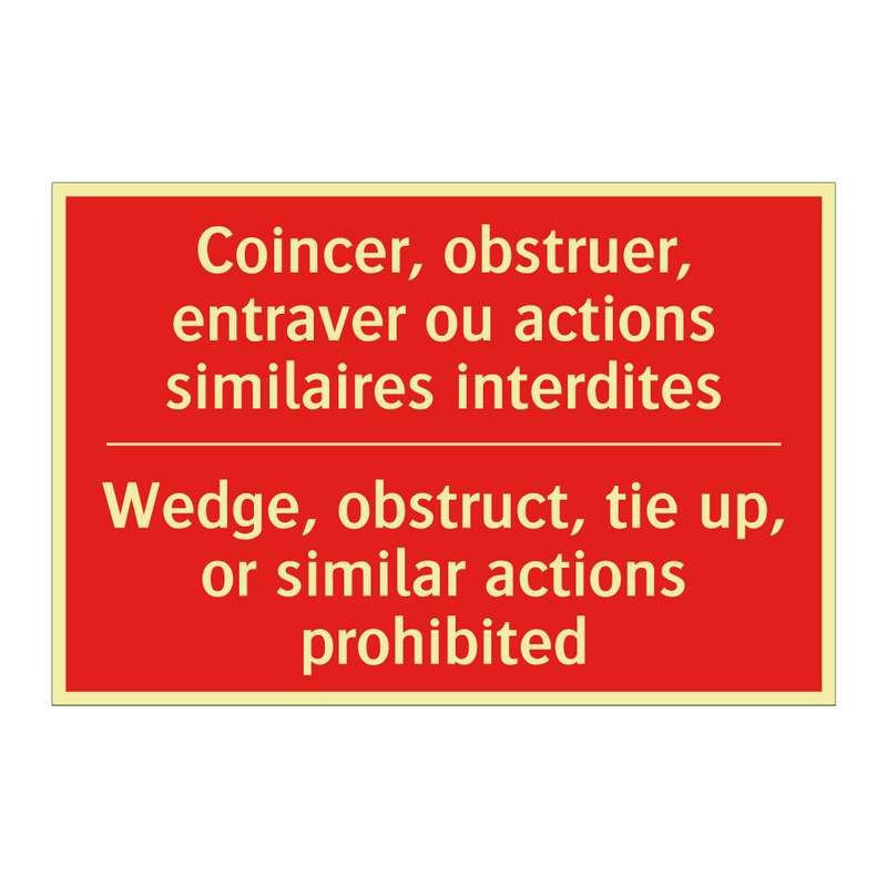 Coincer, obstruer, entraver ou /.../ - Wedge, obstruct, tie up, or similar /.../