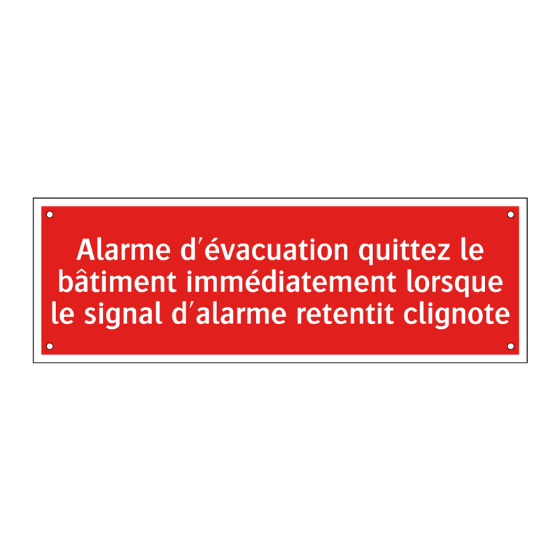 Alarme d'évacuation quittez le bâtiment immédiatement lorsque le signal d'alarme retentit clignote