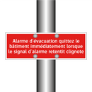 Alarme d'évacuation quittez le bâtiment immédiatement lorsque le signal d'alarme retentit clignote