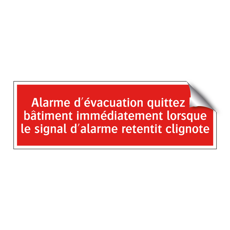 Alarme d'évacuation quittez le bâtiment immédiatement lorsque le signal d'alarme retentit clignote