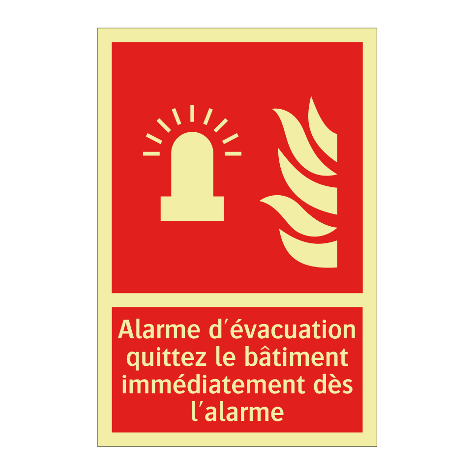 Alarme d'évacuation quittez le bâtiment immédiatement dès l'alarme