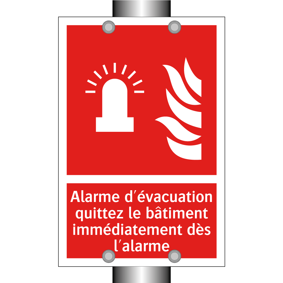 Alarme d'évacuation quittez le bâtiment immédiatement dès l'alarme