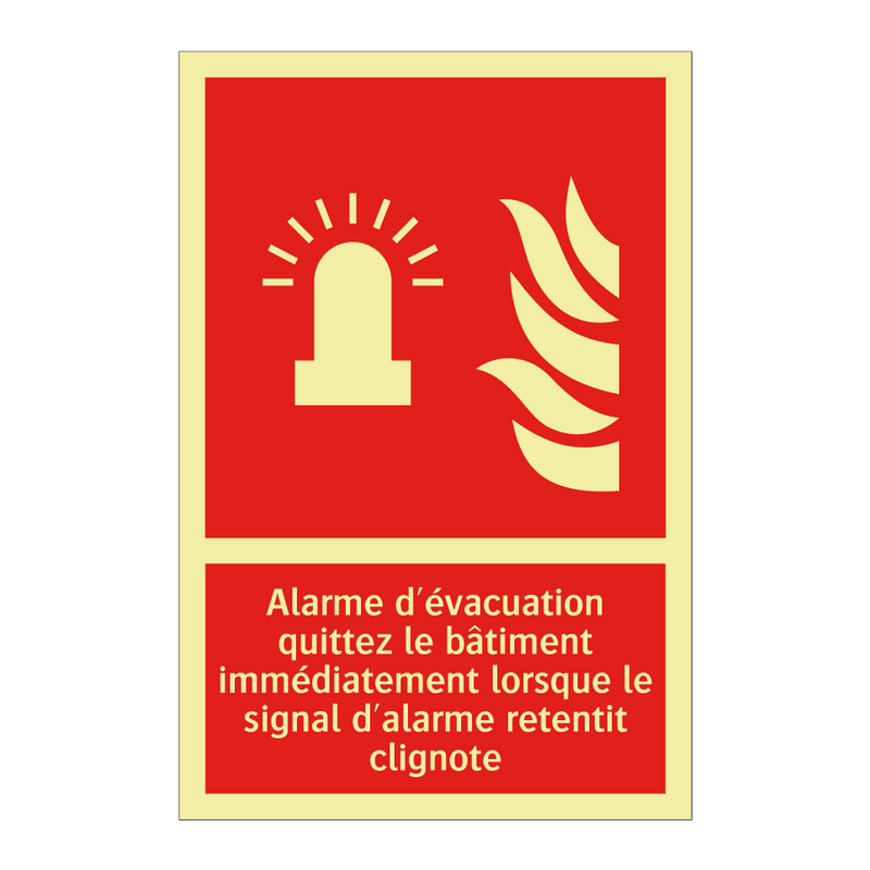 Alarme d'évacuation quittez le bâtiment immédiatement lorsque le signal d'alarme retentit clignote