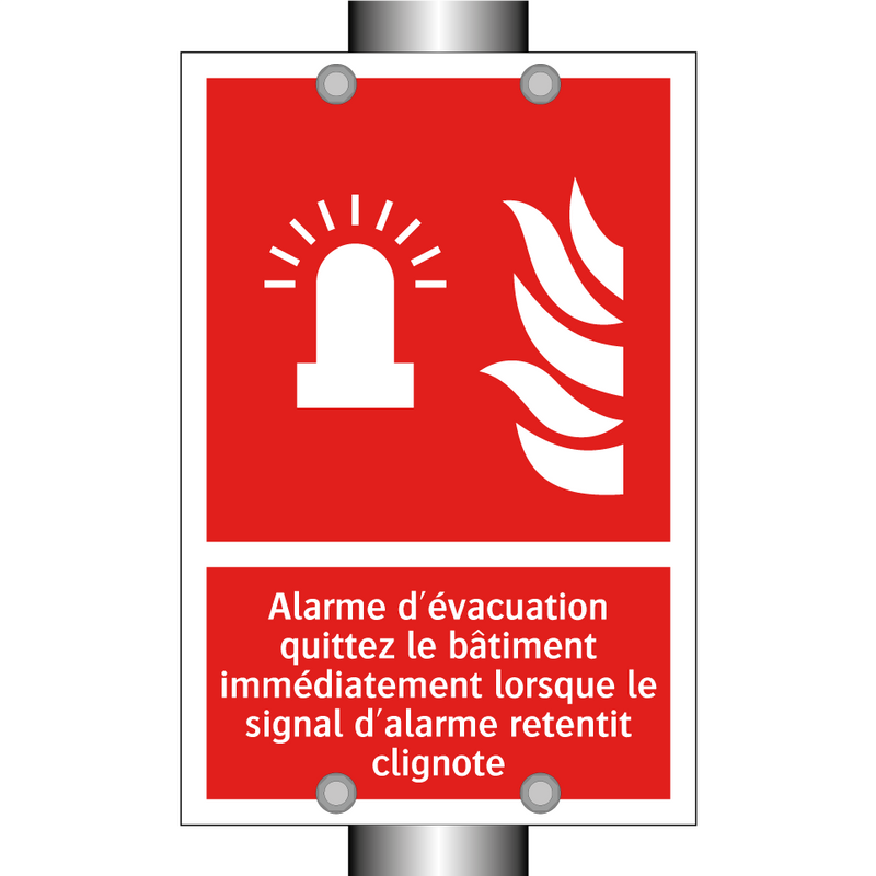 Alarme d'évacuation quittez le bâtiment immédiatement lorsque le signal d'alarme retentit clignote