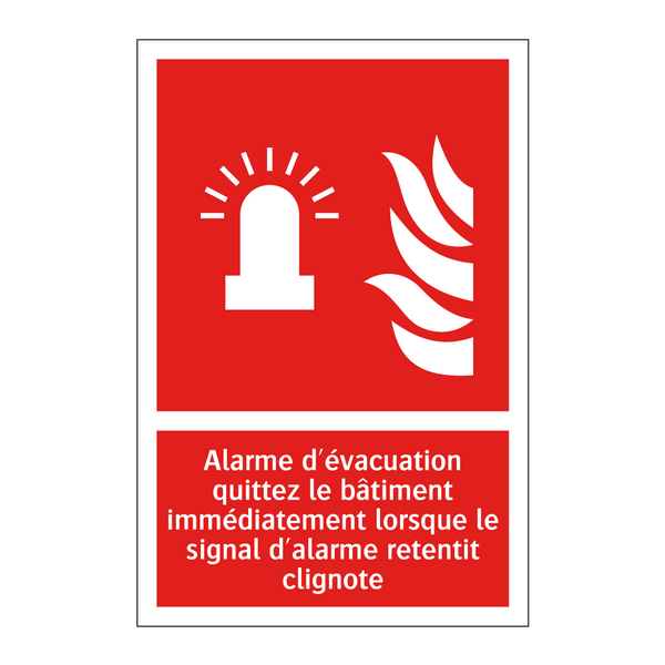 Alarme d'évacuation quittez le bâtiment immédiatement lorsque le signal d'alarme retentit clignote