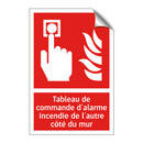Tableau de commande d'alarme incendie de l'autre côté du mur