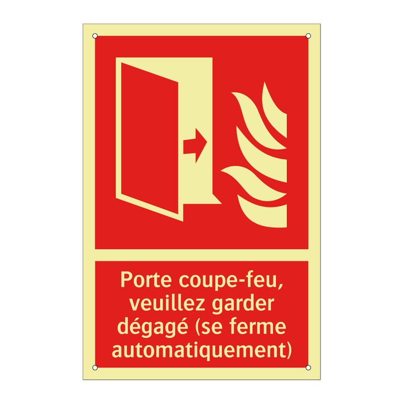 Porte coupe-feu, veuillez garder dégagé (se ferme automatiquement)