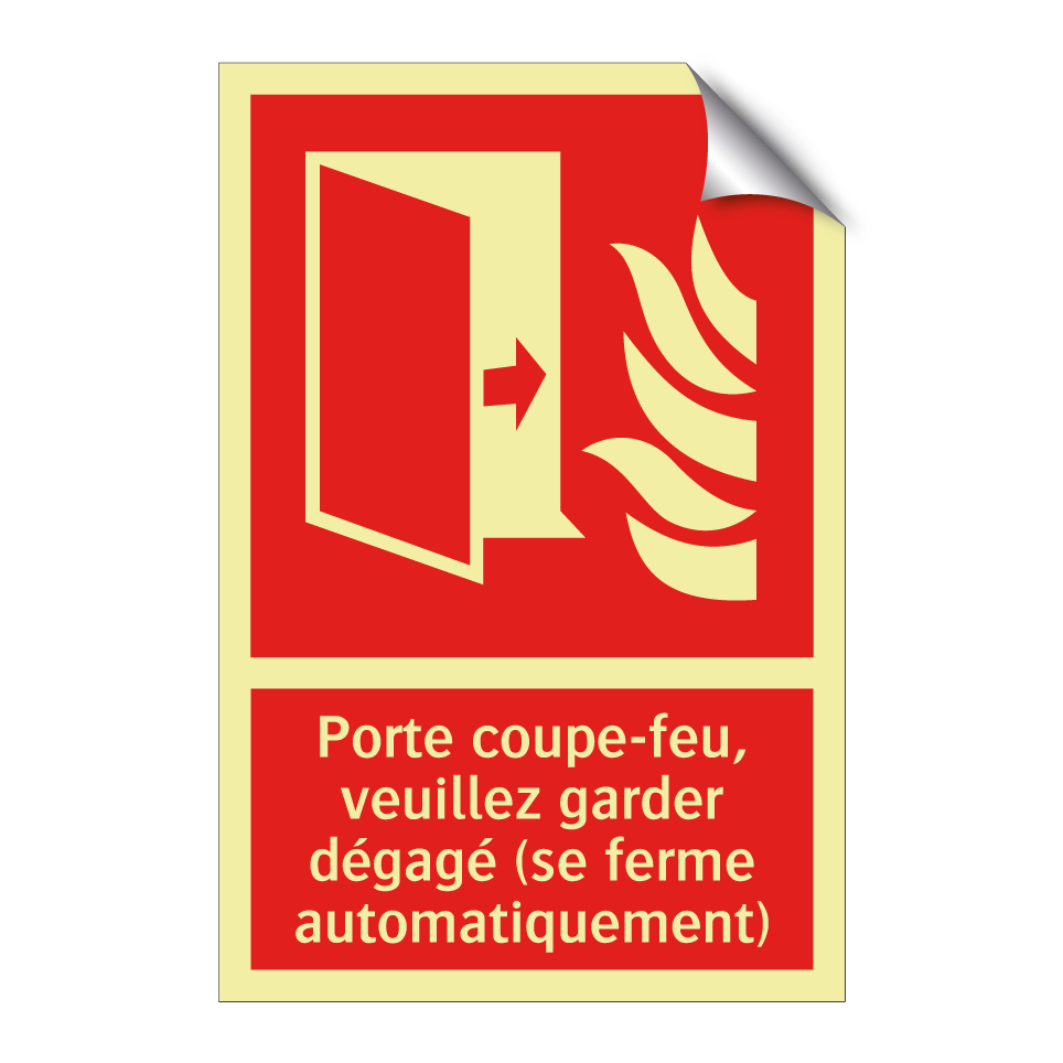 Porte coupe-feu, veuillez garder dégagé (se ferme automatiquement)