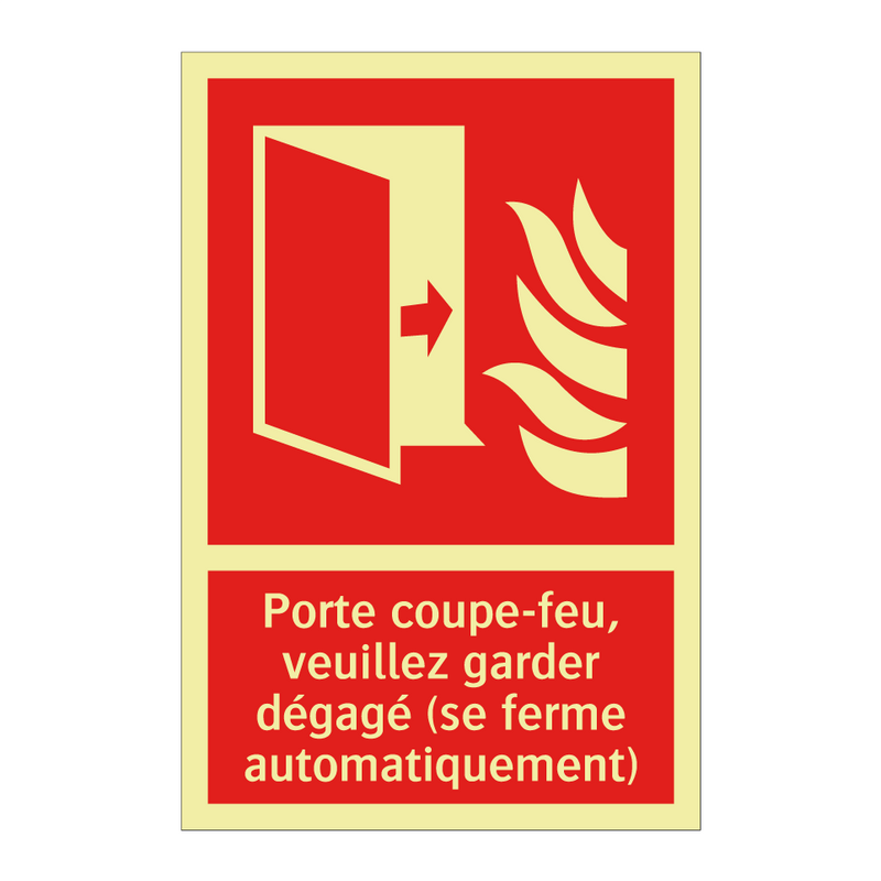 Porte coupe-feu, veuillez garder dégagé (se ferme automatiquement)