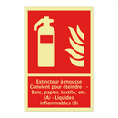 Extincteur à mousse Convient pour éteindre : - Bois, papier, textile, etc. (A) - Liquides inflammables (B)
