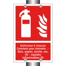 Extincteur à mousse Convient pour éteindre : - Bois, papier, textile, etc. (A) - Liquides inflammables (B)