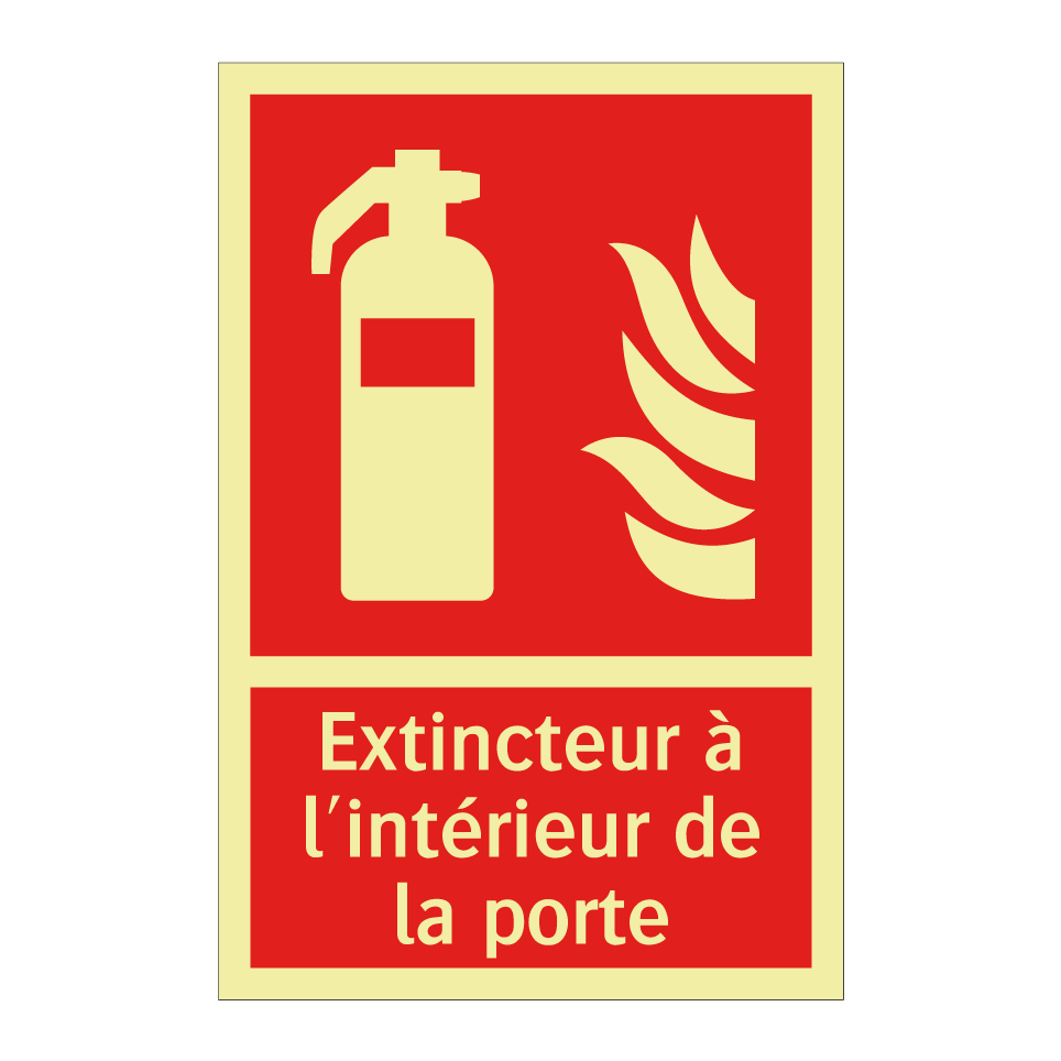 Extincteur à l'intérieur de la porte