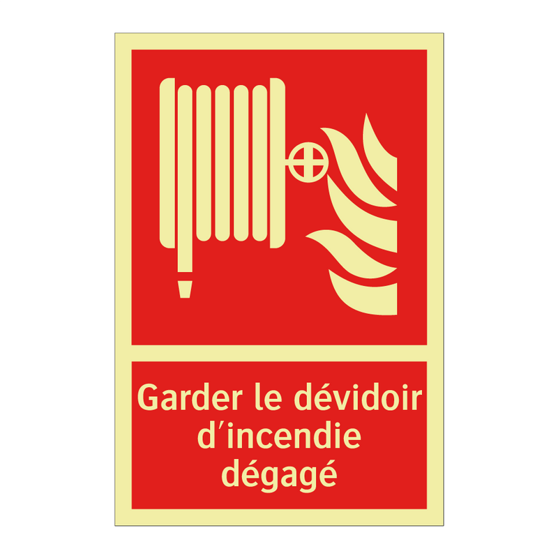 Garder le dévidoir d'incendie dégagé
