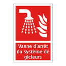 Vanne d'arrêt du système de gicleurs