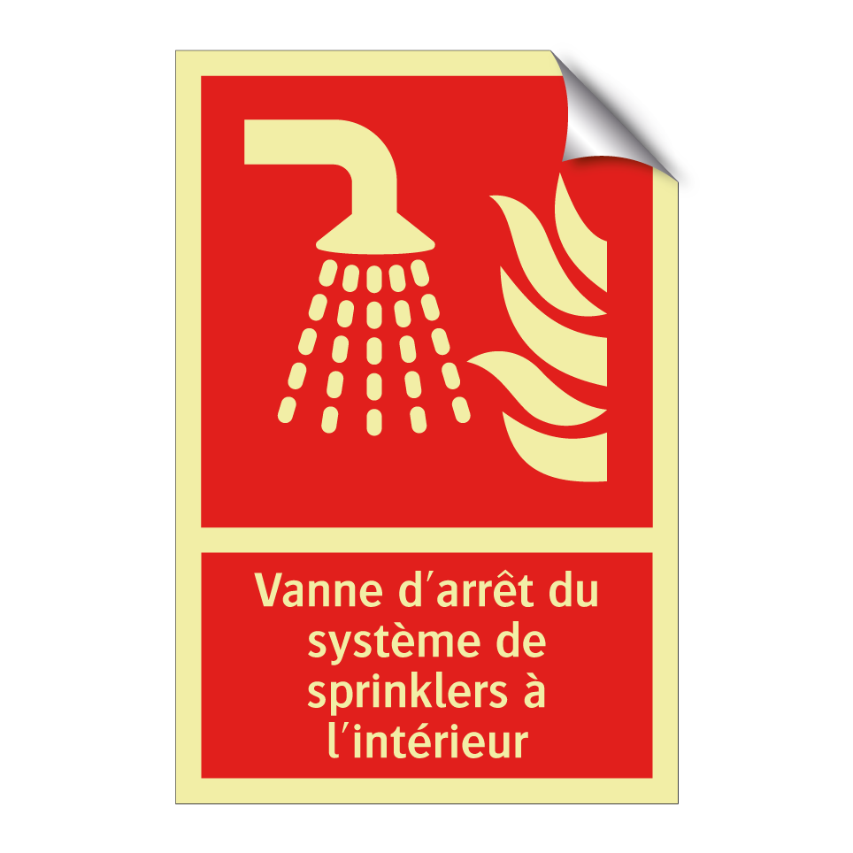 Vanne d'arrêt du système de sprinklers à l'intérieur