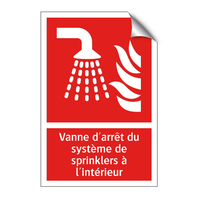 Vanne d'arrêt du système de sprinklers à l'intérieur