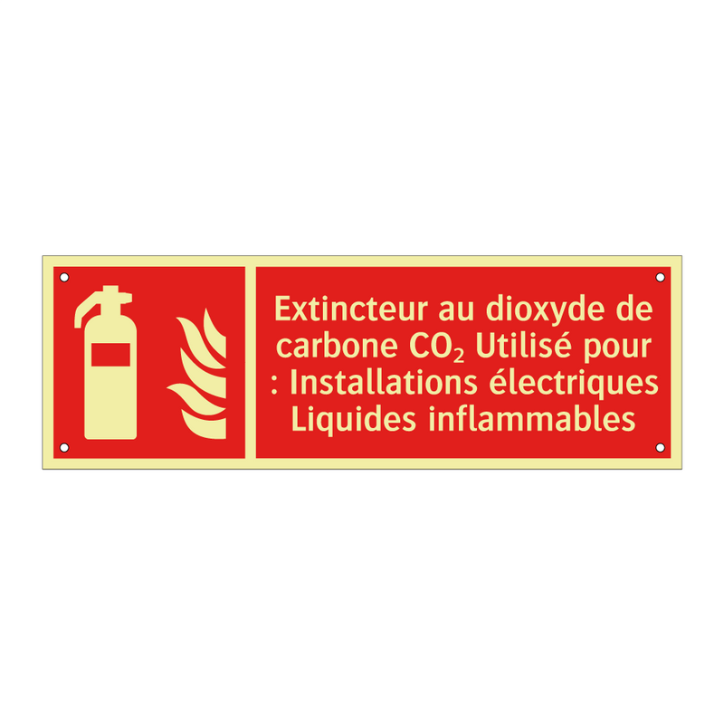 Extincteur au dioxyde de carbone CO₂ Utilisé pour : Installations électriques Liquides inflammables