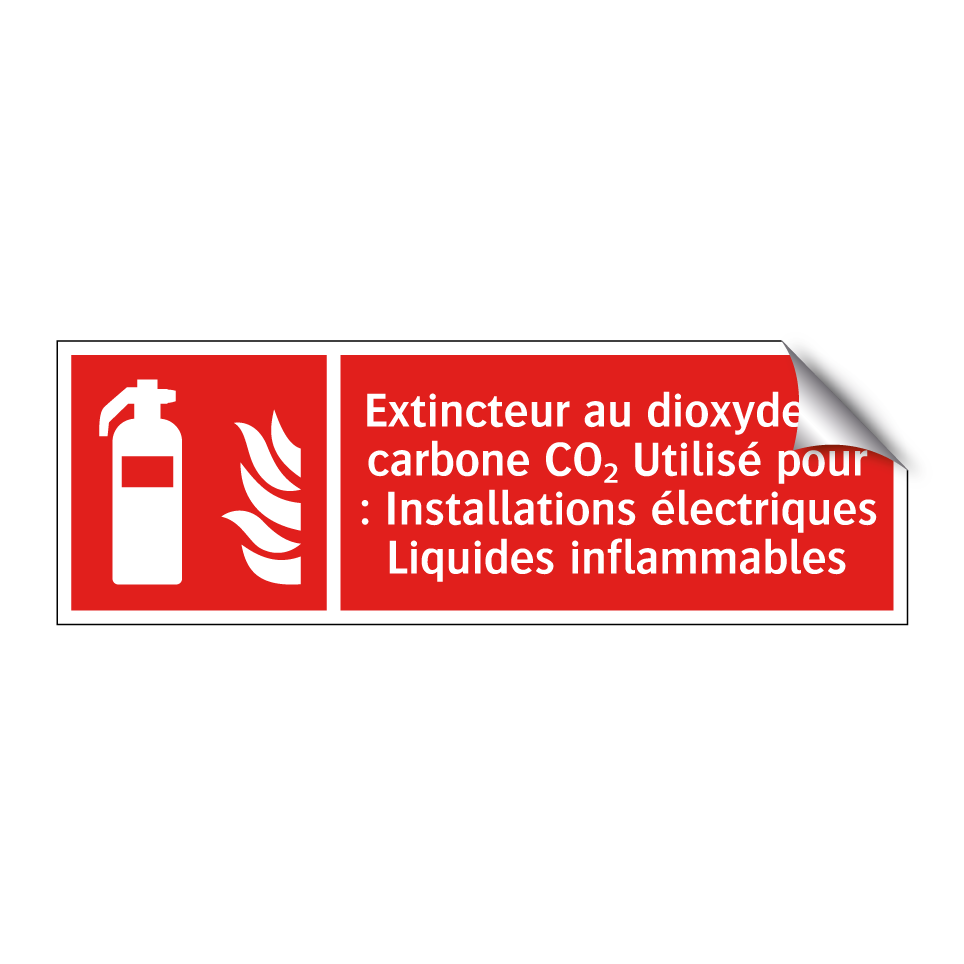 Extincteur au dioxyde de carbone CO₂ Utilisé pour : Installations électriques Liquides inflammables