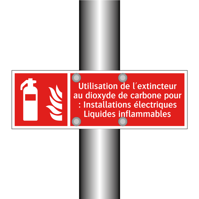 Utilisation de l'extincteur au dioxyde de carbone pour : Installations électriques Liquides inflammables