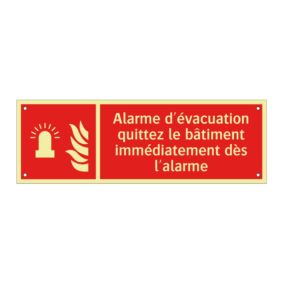 Alarme d'évacuation quittez le bâtiment immédiatement dès l'alarme