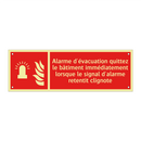 Alarme d'évacuation quittez le bâtiment immédiatement lorsque le signal d'alarme retentit clignote