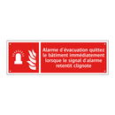 Alarme d'évacuation quittez le bâtiment immédiatement lorsque le signal d'alarme retentit clignote