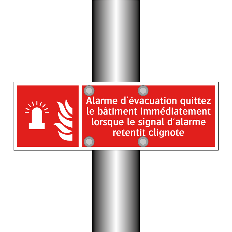 Alarme d'évacuation quittez le bâtiment immédiatement lorsque le signal d'alarme retentit clignote