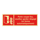 Porte coupe-feu, veuillez garder dégagé (se ferme automatiquement)