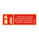 Extincteur à mousse Convient pour éteindre : - Bois, papier, textile, etc. (A) - Liquides inflammables (B)