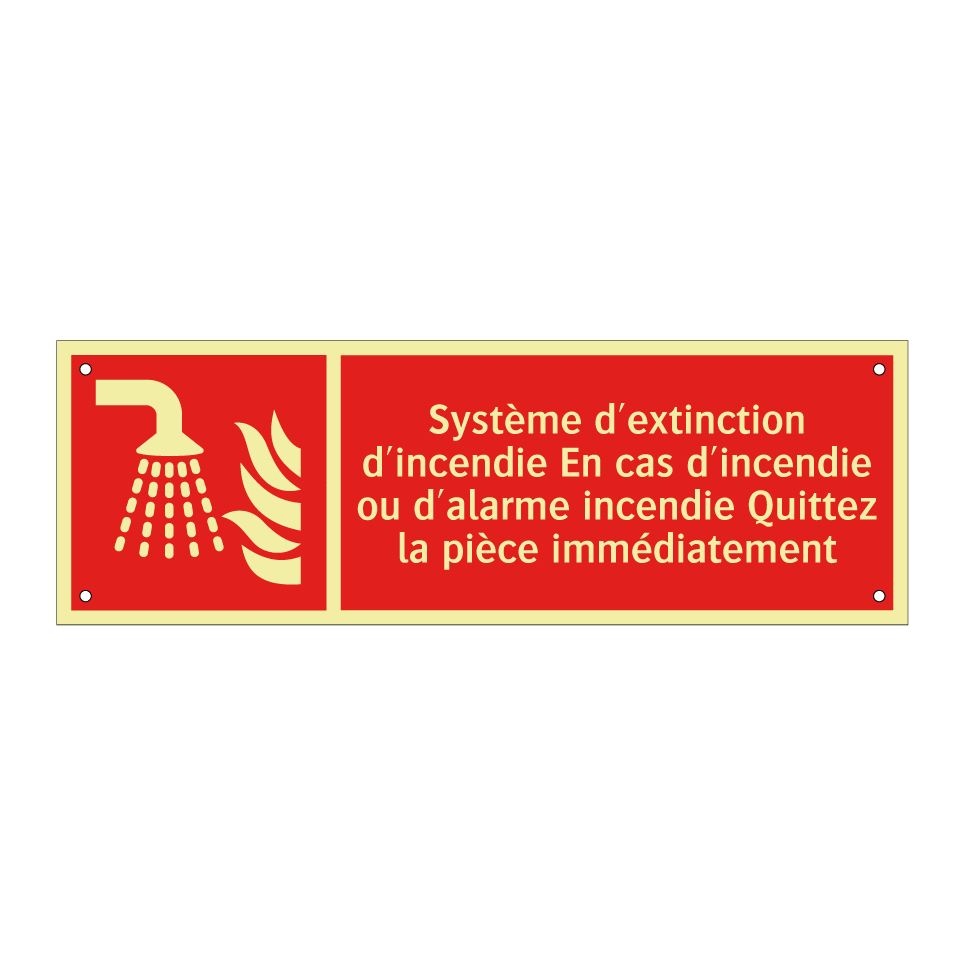 Système d'extinction d'incendie En cas d'incendie ou d'alarme incendie Quittez la pièce immédiatement