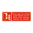 Porte coupe-feu Veuillez garder fermée en tout temps. Caler, obstruer, attacher, etc. interdits