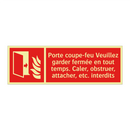 Porte coupe-feu Veuillez garder fermée en tout temps. Caler, obstruer, attacher, etc. interdits