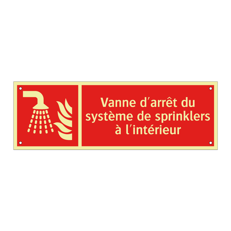 Vanne d'arrêt du système de sprinklers à l'intérieur