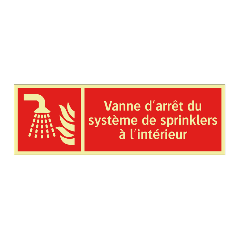 Vanne d'arrêt du système de sprinklers à l'intérieur