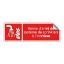 Vanne d'arrêt du système de sprinklers à l'intérieur
